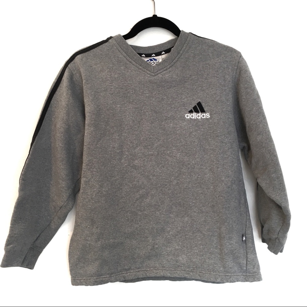 [ADIDAS] Kid's Striped Sleeve Pullover Sweater S
